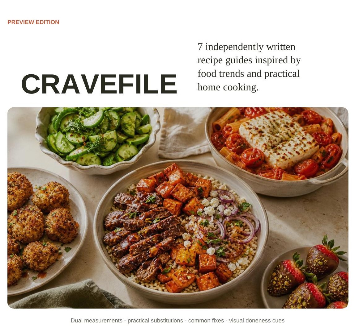 Cravefile — The Internet Recipe Edit cover, an editorial food spread