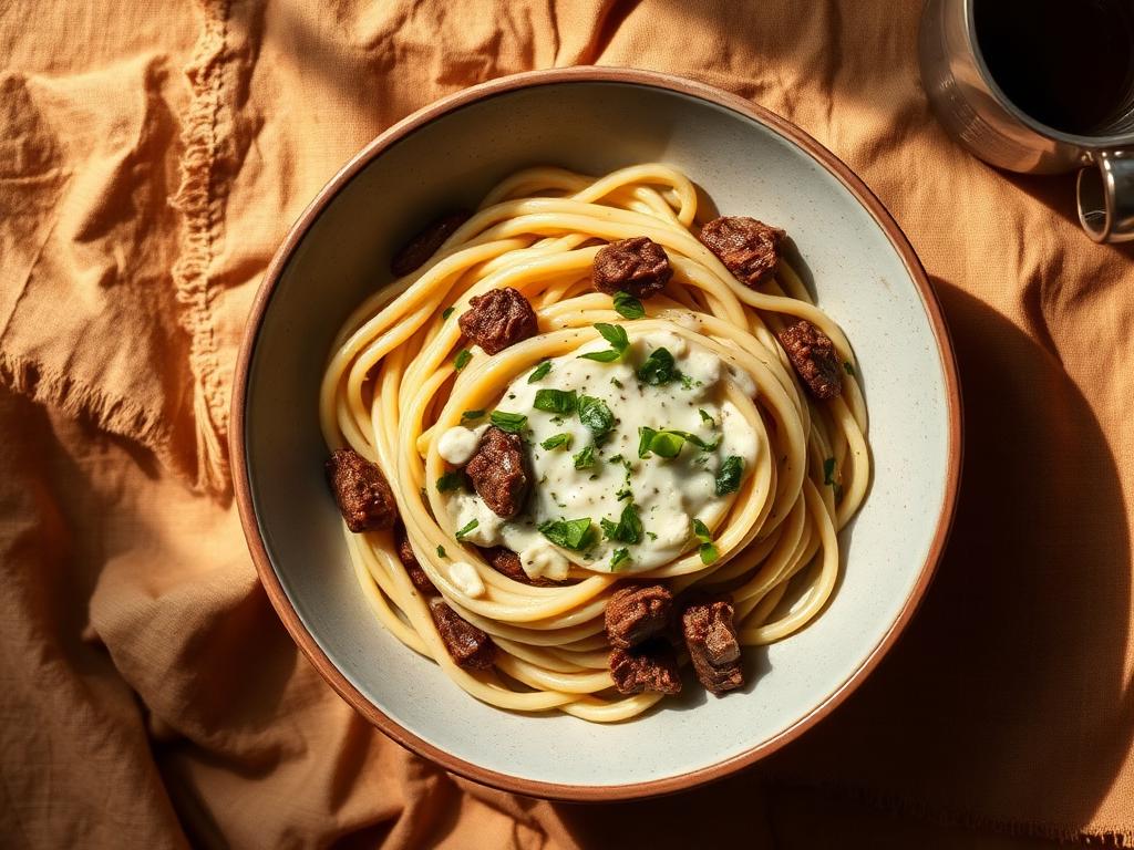 Garlic-Yogurt Beef Pasta